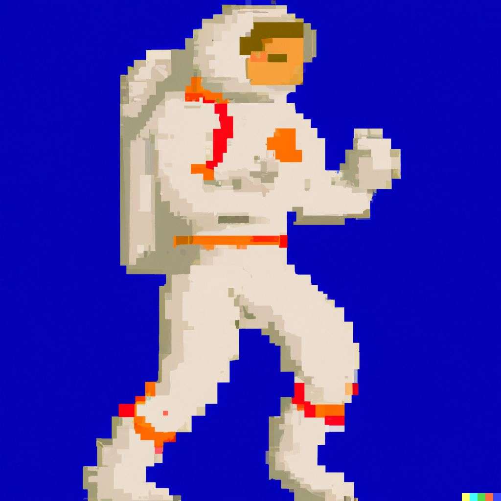 an astronaut, old computer game graphics